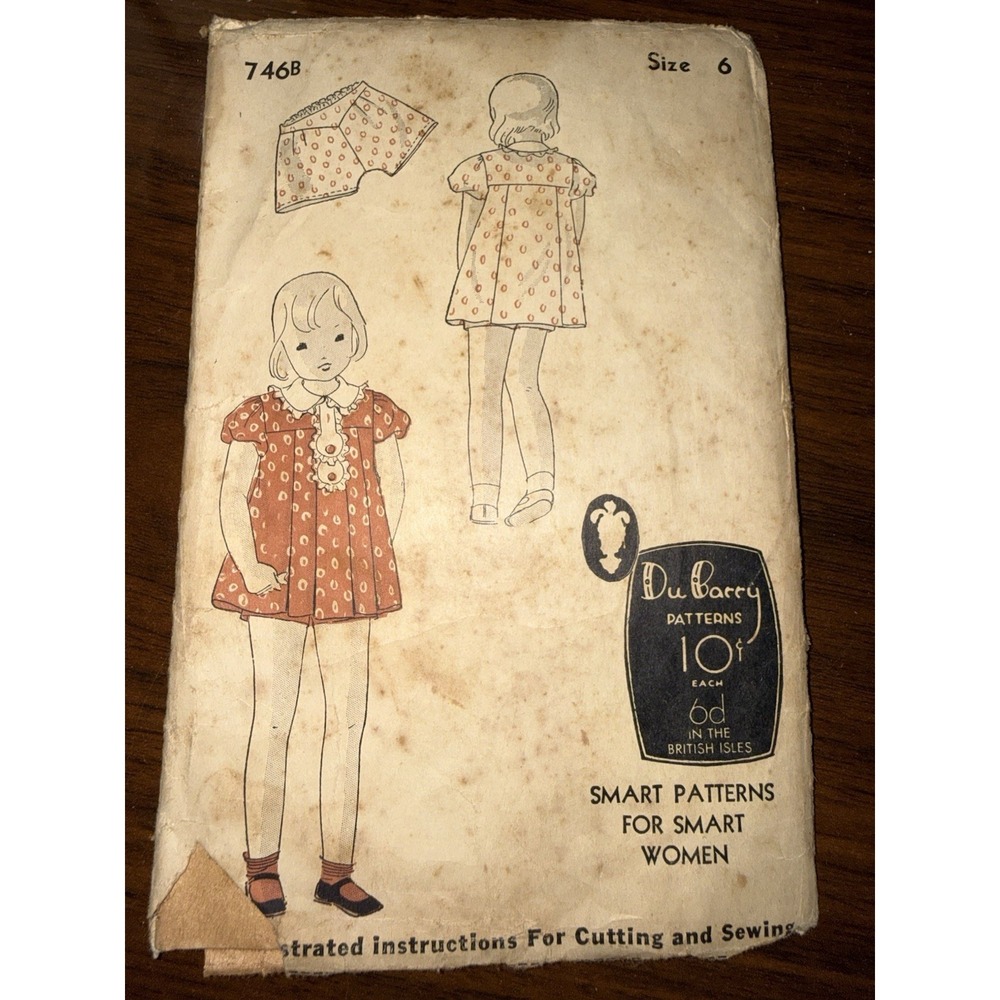 Vintage 1940 Du Barry Sewing Guaranteed Patterns 746b ‎ Girls Child Dress Sz 6